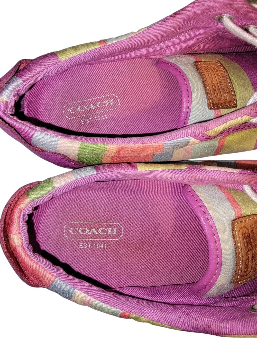 Coach Barrett Pink Multi-Stripe Lace-Up Sneakers - Picture 7 of 12